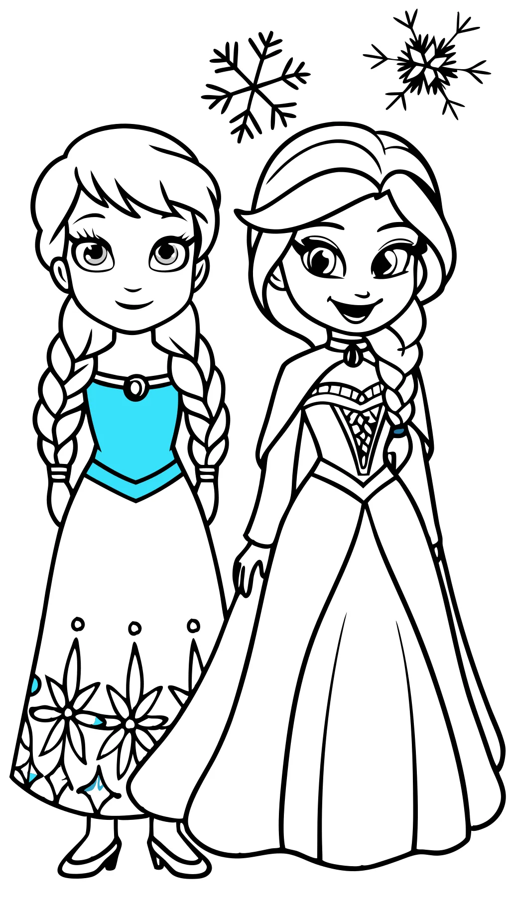 coloriage anna et elsa